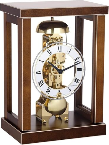 Hermle Walnut Table Clock with Brass Skeleton Mechanical Movement and Hour Strike 23056-030791 in Saudi Arabia