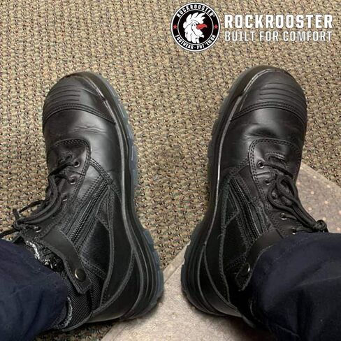 أحذية عمل ROCKROOSTER للرجال بسحاب جانبي، أحذية أمان بأربطة بطول 5 بوصات، مقاومة للماء، سحاب YKK، Coolmax، غير قابلة للانزلاق، مسامية، مريحة (AK050 & AK050BK) in Saudi Arabia
