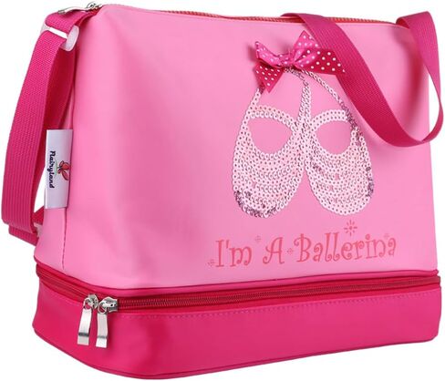 Ballet Dance Bag for Girls Ballerina Kid Toddler Teen Dancer with Double Layer Shoe Compartment Adjustable Strap, Kids Overnight Travel Bags for Tutu Dress School Practice Weekend Sleepover Carry On in Saudi Arabia