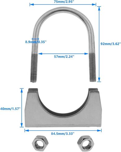 304 مشابك على شكل حرف U من الفولاذ المقاوم للصدأ، مشابك عادم كاتم صوت شديدة التحمل من SAFYY، مشبك كاتم صوت على شكل سرج، مشابك كاتم صوت عادم على شكل حرف U، مشابك توصيل العادم (3-1/2 بوصة، قطعة واحدة) (1، 2 بوصة، قطعة واحدة) in Kuwait