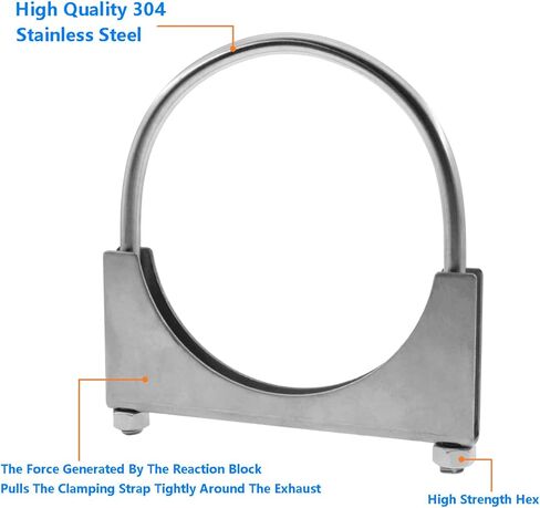 304 مشابك على شكل حرف U من الفولاذ المقاوم للصدأ، مشابك عادم كاتم صوت شديدة التحمل من SAFYY، مشبك كاتم صوت على شكل سرج، مشابك كاتم صوت عادم على شكل حرف U، مشابك توصيل العادم (3-1/2 بوصة، قطعة واحدة) (1، 2 بوصة، قطعة واحدة) in Kuwait