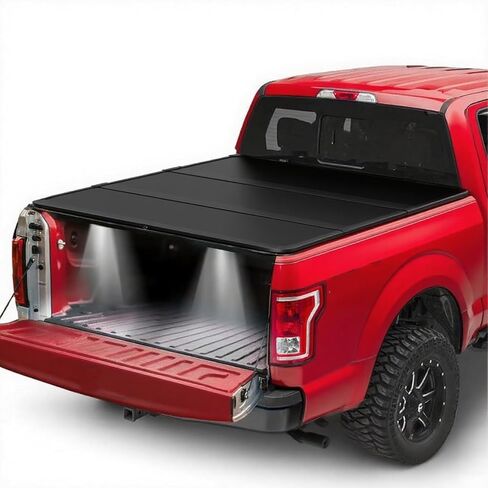 4.6FT Hard Tri-Fold Truck Bed Tonneau Cover with Lamps Replacement for Ford Maverick 4.6FT 2022 2023 2024 2025 Bed Length 4'6"/54" Without Drilling AKWH in Saudi Arabia