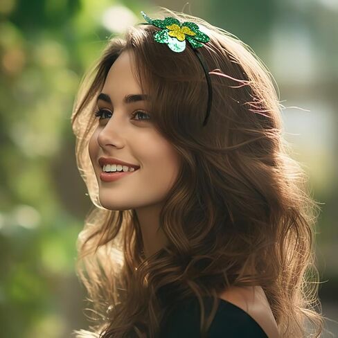 Totelux عيد القديس باتريك عقال البرسيم الأخضر الشعر الفرقة بريق شامروك اكسسوارات الشعر للنساء الفتيات الأيرلندية احتفالي زي اكسسوارات الديكور موكب لوازم الحفلات in Kuwait
