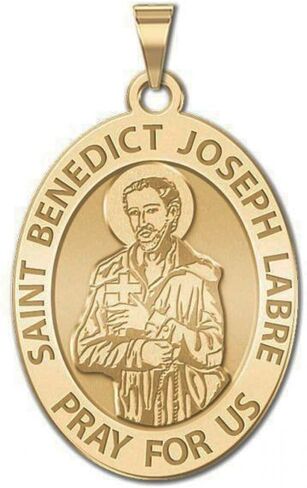PicturesOnGold.com Saint Benedict Joseph Labre Oval Religious Medal - 2/3 X 3/4 Inch Size of Nickel, Sterling Silver in Saudi Arabia