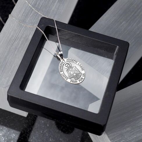 PicturesOnGold.com Saint Benedict Joseph Labre Oval Religious Medal - 2/3 X 3/4 Inch Size of Nickel, Sterling Silver in Saudi Arabia
