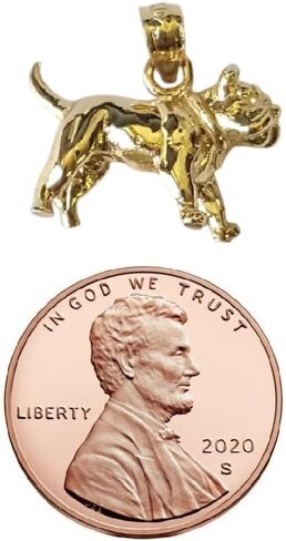 14k Yellow Gold BULLDOG 3D Solid Pendant/Charm, Made in USA in Saudi Arabia