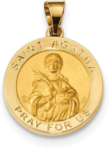 The Men's Jewelry Store (for HER) 14k Yellow Gold Satin St. Agatha Round Medal Pendant (19X19MM) in Saudi Arabia