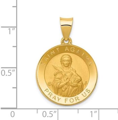 The Men's Jewelry Store (for HER) 14k Yellow Gold Satin St. Agatha Round Medal Pendant (19X19MM) in Saudi Arabia