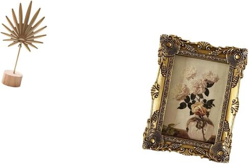 Fenteer Leaf Sculpture Metal Leaf Statue Picture Frame Ornate Antique Baroque Frame Decorative Iron Wood Resin Design Suitable for Bedroom Living Room Office in Saudi Arabia