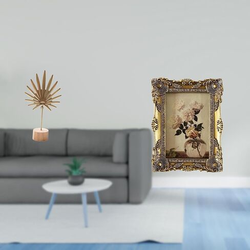 Fenteer Leaf Sculpture Metal Leaf Statue Picture Frame Ornate Antique Baroque Frame Decorative Iron Wood Resin Design Suitable for Bedroom Living Room Office in Saudi Arabia