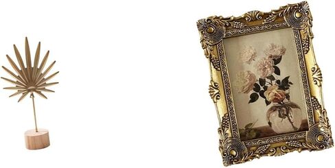 Fenteer Leaf Sculpture Metal Leaf Statue Picture Frame Ornate Antique Baroque Frame Decorative Iron Wood Resin Design Suitable for Bedroom Living Room Office in Saudi Arabia