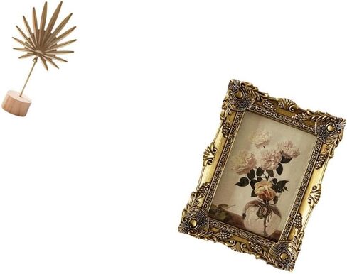Fenteer Leaf Sculpture Metal Leaf Statue Picture Frame Ornate Antique Baroque Frame Decorative Iron Wood Resin Design Suitable for Bedroom Living Room Office in Saudi Arabia