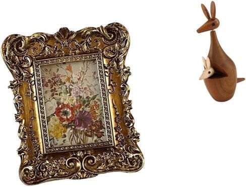 Hand Carved Floral Animal Figurine Photo Frame Statue Decorative Picture Holder Tabletop Wall Mounted Antique Sculpture for Office Dorm Home Decor Wed in Saudi Arabia