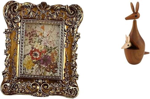 Hand Carved Floral Animal Figurine Photo Frame Statue Decorative Picture Holder Tabletop Wall Mounted Antique Sculpture for Office Dorm Home Decor Wed in Saudi Arabia