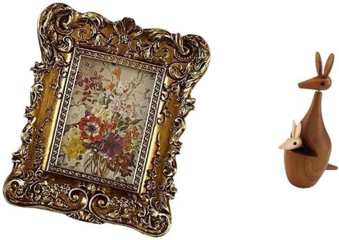 Hand Carved Floral Animal Figurine Photo Frame Statue Decorative Picture Holder Tabletop Wall Mounted Antique Sculpture for Office Dorm Home Decor Wed in Saudi Arabia
