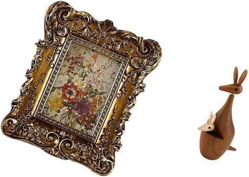 Hand Carved Floral Animal Figurine Photo Frame Statue Decorative Picture Holder Tabletop Wall Mounted Antique Sculpture for Office Dorm Home Decor Wed in Saudi Arabia