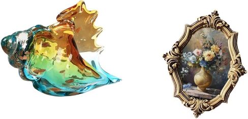 Glass Conch Figurine Sea Animal Art Decor Craft Statue Ornament Photo Frame Resin Picture Frame Vintage Design Art Crafts Collections Holder Home in Saudi Arabia