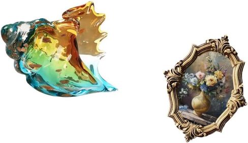 Glass Conch Figurine Sea Animal Art Decor Craft Statue Ornament Photo Frame Resin Picture Frame Vintage Design Art Crafts Collections Holder Home in Saudi Arabia