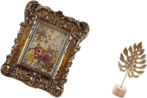 Hand Carved Floral Photo Frame Leaf Sculpture Metal Leaf Statue Picture Holder Tabletop Wall Mounted Antique Figurine Crafts Nordic Creative Ornament in Saudi Arabia