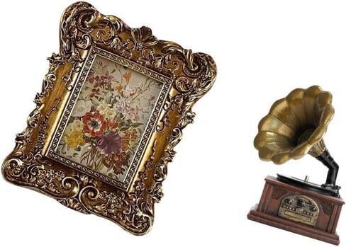 Vintage Floral Photo Frame Sculpture Antique Picture Holder Resin Figurine Tabletop Wall Mounted Retro Ornament for Home Office Dorm Wedding Housewarm in Saudi Arabia
