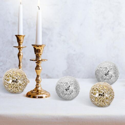 4pcs Mosaic Ball Home Sphere Ball Home Mosaic Sphere Decorative Glass Ornament Crafts Ornament Crafts Table Tabletop Decor in Saudi Arabia