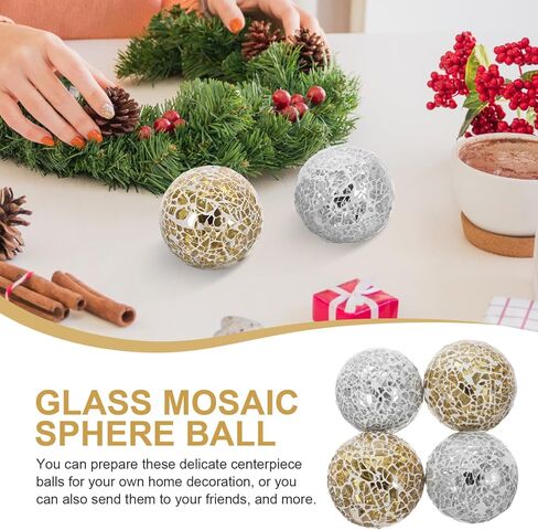 4pcs Mosaic Ball Home Sphere Ball Home Mosaic Sphere Decorative Glass Ornament Crafts Ornament Crafts Table Tabletop Decor in Saudi Arabia