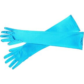 Audrey Styled Replica Holly Golightly Satin Opera Gloves for Women | Classic Long Gloves Elbow Length | Long Flapper Evening Glove | Accessories for Girls | Color-Bright Turquoise