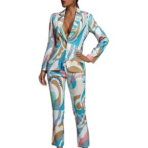 Blazer for Women Trendy Women Printed Blazer Pants Suit 2 Piece Blazer Set Blazers for Women Business Casual Set