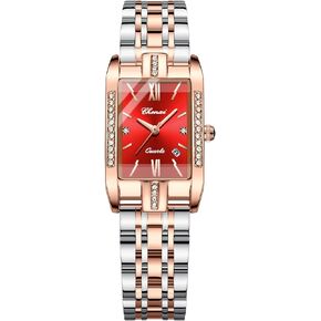 Avaner Women's Wrist Watches, Stainless Steel Quartz Watches, Square Watch Dress Watch with Calendar Window