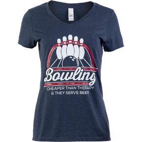 Rosie The Bowler | Funny Bowling Ball Team Uniform Fun V-Neck T-Shirt for Women