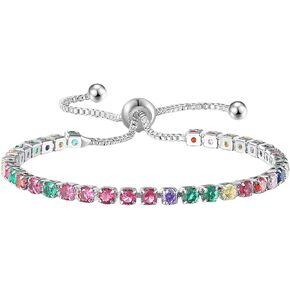 2 * 4mm 14K Gold Plated Cubic Zirconia chakra Colored Tennis Bracelet for Women and Men 6-10inch adjustable