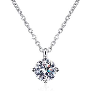 Classic Moissanite Pendant Necklace for Women,S925 Sterling Silver Chain in 18K White Gold Plated,Anniversary Eternity Jewelry Present for Wife, Birthday Gifts for Women Girlfriend Girls Her in Saudi Arabia