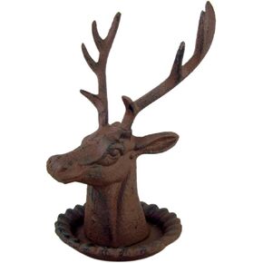 Elk Jewelry Stand, Rustic Home Decor, Unique Cast Iron Accent, 7 1/2 Inch