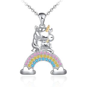 Distance Unicorn Necklace 925 Sterling Silver I Love You Forever Necklaces Unicorn Gifts for Girls Women Her Wife Daughter