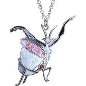 Enamel Alloy Praying Mantis Necklace Insects Pendant Novelty Jewelry for Women Girls Charms Gifts