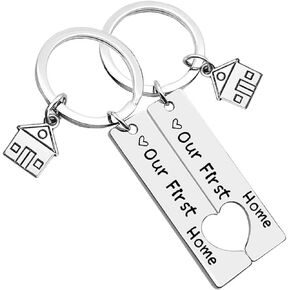 2 Pack New Adventures Keychains Our First Home Keyrings New Home Keychains for New Homeowner Men Women, Silvery, One Size