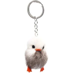 surell - Genuine Fur Chick Mink Fur Pom Keychain - Chicken Bag Purse Charm - Luxury Chicklet Pocketbook Accessory
