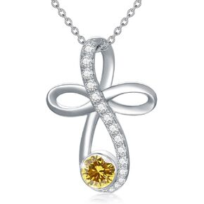 TOUPOP Infinity Cross Knot Necklace S925 Sterling Silver Birthstone Jewelry Pendant Necklaces Gifts for Women Mom Girls in Kuwait
