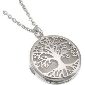 Nupuyai Alloy Flower of Life Mandala 28mm Round Stone Pendant Necklace 19 inches