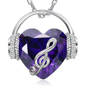 Necklaces for Women Music Note Necklace Heart Pendant Necklaces Birthstone Crystal Jewelry Christmas Mother Day Valentine Anniversary Birthday Gift for Her Mom Wife Girlfriend Daughter