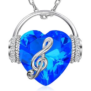 Necklaces for Women Music Note Necklace Heart Pendant Necklaces Birthstone Crystal Jewelry Christmas Mother Day Valentine Anniversary Birthday Gift for Her Mom Wife Girlfriend Daughter in Kuwait