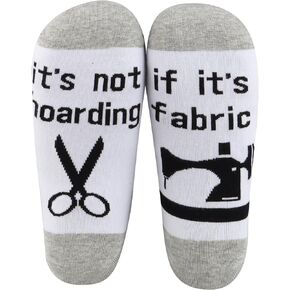 MBMSO Sewing Socks It's Not Hoarding If It's Fabric Quilter Socks Funny Quilting Gifts for Sewing Lover Sewing Themed Socks