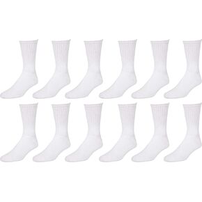 Womens Cotton Crew Socks -Durable Moisture Control Mens socks are 6 & 12 Pairs Pack