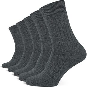 5 Pairs Men's Cotton Crew Socks All Season Thick Sweat Wicking Moisture Control Athletic Socks