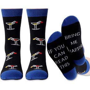MBMSO 2 Pairs Martini Socks If You can Read this Bring Me Martini Socks Novelty Martini Gifts for Martini Lovers