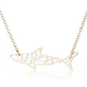La Espoir Orugami Paper Shark Necklace Sea Animal Fish Pendant Necklace (gold)
