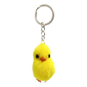 surell - Genuine Fur Chick Mink Fur Pom Keychain - Chicken Bag Purse Charm - Luxury Chicklet Pocketbook Accessory