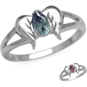 Silvershake 925 Sterling Silver Angel Wings Gemstone Ring