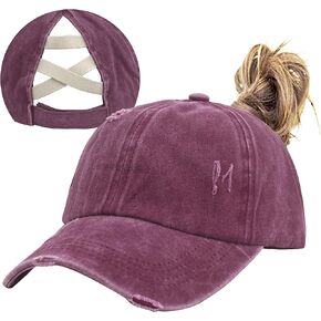 Muryobao النساء ذيل حصان قبعات البيسبول متقاطع شبكة القبعات عالية فوضوي كعكة Ponycap قبعات سائقي الشاحنات in Kuwait