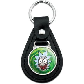 GRAPHICS & MORE Rick and Morty Character Black Leather Keychain Collection